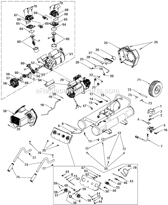 Page A Diagram and Parts List for CF2800 Type 1 Porter Cable Compressor